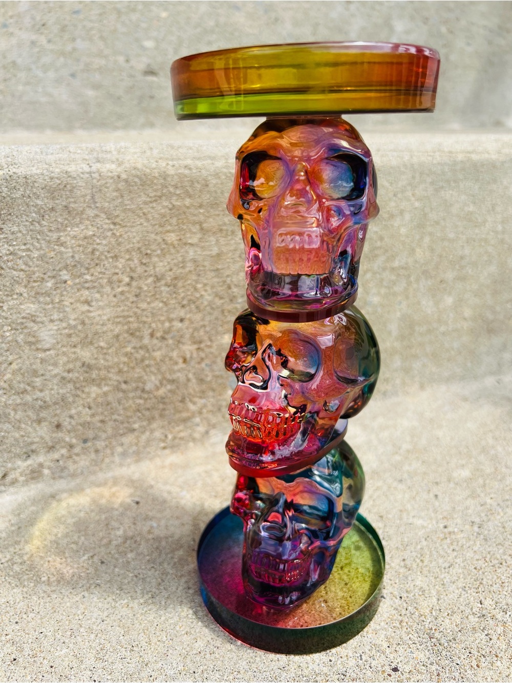 Christian Lacroix Multicolor Glass Triple Skull Pedestal